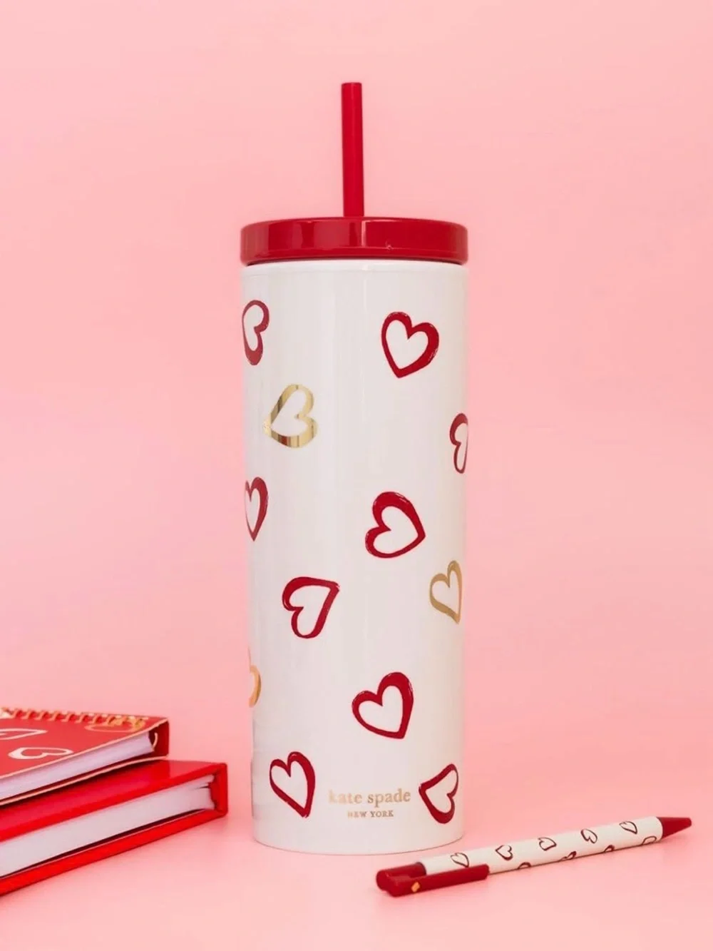 kate spade Heart Acrylic Tumbler with Straw
